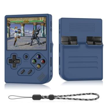 Imagem de Capa de silicone compatível com Anbernic RG35XX Plus, capa protetora de silicone antiarranhões, lavável e à prova de choque para RG35XX Plus com cordão - azul