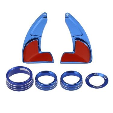 Imagem de X AUTOHAUX Conjunto de capa de botão de interruptor de ar condicionado para Dodge Charger Challenger para Chrysler 200 300 para Jeep Blue