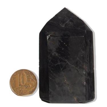Imagem de Ponta Ônix Preto Pedra Natural 100 a 150g Média 60mm Tipo B - Cristais