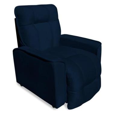 Imagem de Poltrona do Papai Reclinável para Descanso Veludo Azul Marinho - Porto