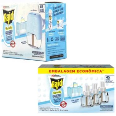 Imagem de Kit Repelente Elétrico Raid Mais 4 Refis Espanta Mosquitos