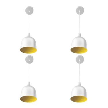 Imagem de Kit 4 Luminária Pendente Gota Com Interior Amarelo Com Fiação 110/220v