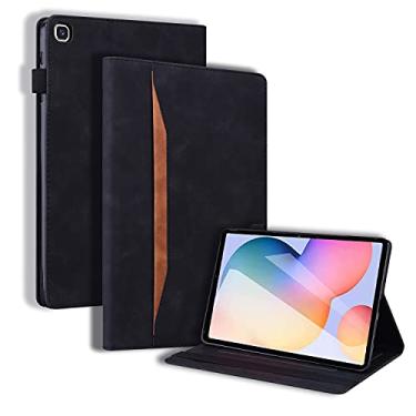 Imagem de Linbol Capa para Samsung Galaxy Tab S6 Lite 26.4 cm 2020 Folio Stand Case SM-P610/P615 PU Couro Carteira de Negócios Capa Proectiva com Suporte para Cartão Vários Ângulos de Visualização, Preta