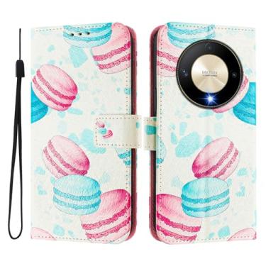 Imagem de Capa carteira para Honor Magic6 Lite, 3 compartimentos para cartão, 1 compartimento para dinheiro, capa flip de couro PU com padrão fofo, capa com fivela magnética à prova de choque, compatível com