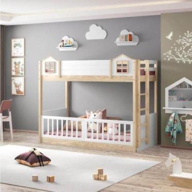 Imagem de Beliche Infantil Montessoriana Garden RN Natural/Branco  Casatema, Bra