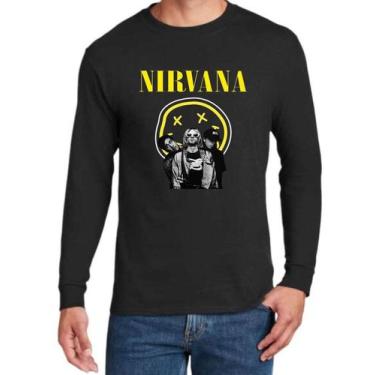 Imagem de Camisa Manga Longa Nirvana Grupo Banda Camisa Unissex - DTF - SEMPRENA
