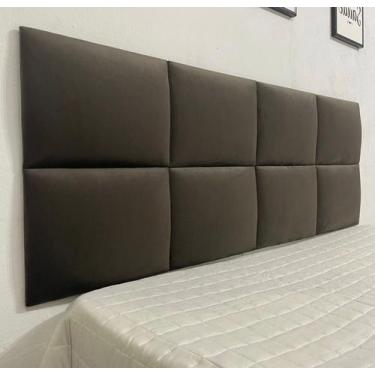 Imagem de Cabeceira Casal adesiva 8 módulos de 35x30 (tecido veludo marrom ) - D