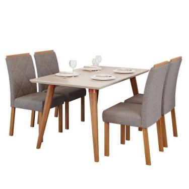 Imagem de Mesa para Sala de Jantar Adele 1,30 com 4 Cadeiras Fernanda Wood Madei