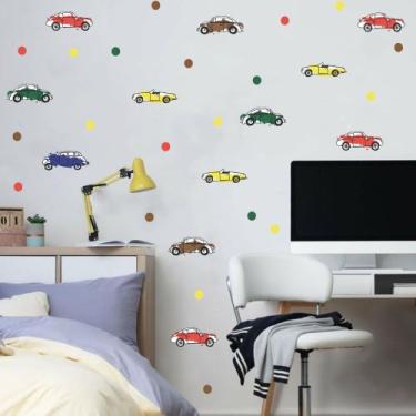 Imagem de Adesivo de Parede carrinhos Clássico coloridos bolinhas - Adesivos Kig