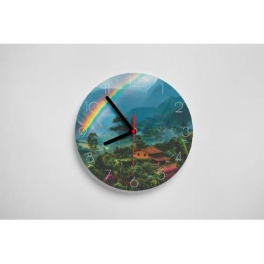 Imagem de Relógio De Parede Redondo Arco Íris Paisagem 32x32cm Ps 2mm - PRESENTE