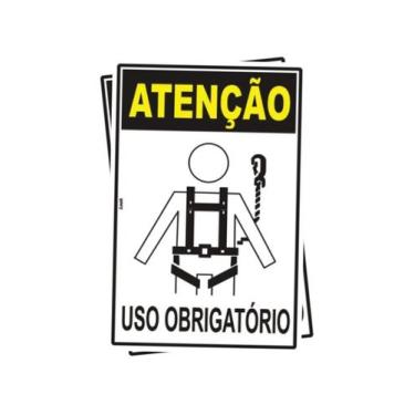 Imagem de Kit com 2 Placas de Sinalização EPI - Atenção: Uso Obrigatório de Cint