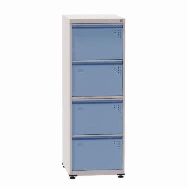 Imagem de Arquivo de Aço com 04 Gavetas Especial Pandin 1,36 m Cinza e Azul Dali