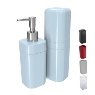 Imagem de Kit Acessórios Banheiro Lavabo Conjunto Organização 2 Peças Plástico P