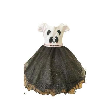Imagem de Vestido festa infantil panda pandinha  - LIG LIG, Branco e preto, 2