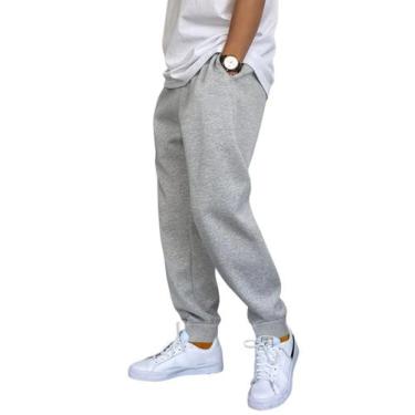 Imagem de Calça de moletom masculina de verão com bolso e barra reta cor cinza -