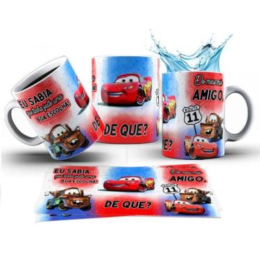 Imagem de Caneca 325ml Amigos Relâmpago Mcqueen e Mate Eu sabia que - LARANJA E 