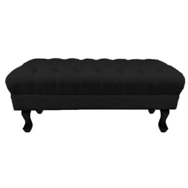 Imagem de Puff Calçadeira Retrô 1,20 Metro Luis Xv Capitonê Suede Preto - DS Est