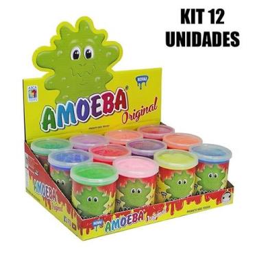 Imagem de Kit 12 Amoebas Massinha Colorida Geleca de Brincar 110g - Asca Toys, Ú