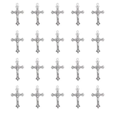 Imagem de Ruwado 30 peças de pingentes de crucifixo de Jesus para fazer joias 3,7 x 2,2 cm pingentes de cruz vintage para mulheres, colar faça você mesmo, pulseira, suprimentos de artesanato, chaveiro, brinco,