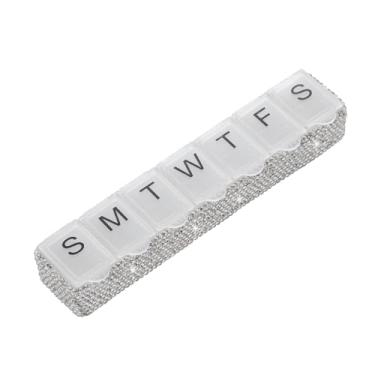 Imagem de EveryBling Organizador semanal de comprimidos pequeno para 7 dias, porta-remédios, caixa de comprimidos para uso diário, recipientes de vitaminas, organizadores de medicamentos (branco)