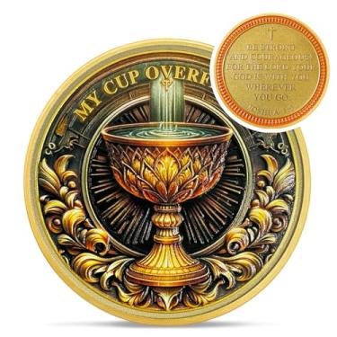 Imagem de Moeda original do Desafio Cristão do Santo Graal - Joshua 1:9 Jesus Religious Token - Arte Inspiradora Bolso de Deus Versos da Bíblia Chip para Estudo - Presentes comemorativos de boa sorte para