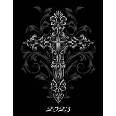 Imagem de 2023: Agenda semainier au format A4 - Année civile (Janvier à Décembre 2023) - Intervalles d'1h (7h-22h) - Contacts, jours fériés, mots de passe, ... - Une semaine sur deux pages