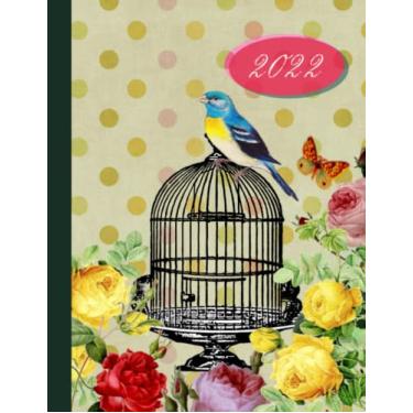 Imagem de 2022: Large Monthly Weekly Planner Organizer with Notes Section + 45 Dot Grid Pages, To Do List 8.5x11 - Floral Bird Calendar January - December Year A4 - Schedule Notebook Journal Almanac For Women