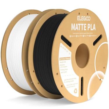Imagem de ELEGOO Filamento Pla Fosco Preto e Branco de 2 Kg, Precisão Dimensional do Filamento de Impressora 3D de 1,75 Mm +/- 0,02 Mm, Carretel de Papelão de 2 Unidades de 1 Kg(2,2 Libras) para A Maioria Das I