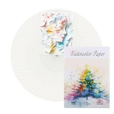 Imagem de Ddaowanx 120 folhas de papel aquarela, 63,5 kg/300 g/m2, papel de prensa a frio, papel de cor de água branca para crianças, estudantes, adultos, artistas, desenho, cartões de presente de Natal para