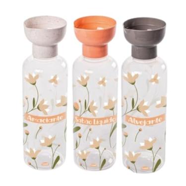 Imagem de Kit 3 Porta Sabão Líquido Amaciante Alvejante Tampa Dosador 970ml