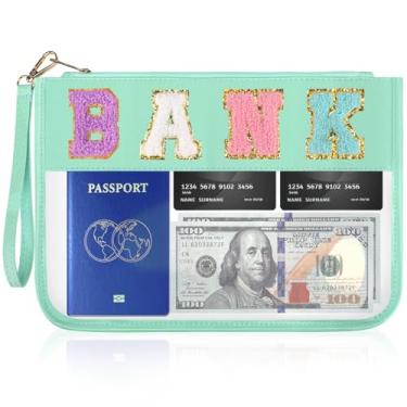Imagem de Sacos de dinheiro com zíper, envelopes de dinheiro, carteira de cheque com corda de mão, bolsa de dinheiro transparente, bolsa grande de chenille, bolsa de depósito bancário, lembrancinhas de festa