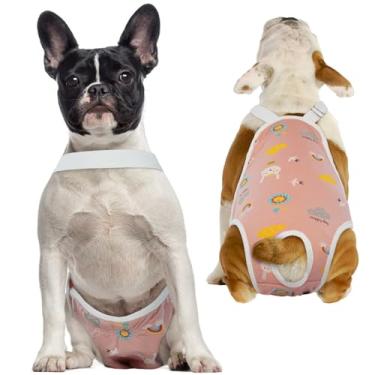 Imagem de Calcinha higiênica de fraldas para cães com suspensório, calça fisiológica para animais de estimação, roupa íntima confortável ajustável para cães fêmeas, cuecas de algodão respirável para filhotes de ursinho de ursinho e buldogue francês