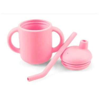 Imagem de Copo De Treinamento De Silicone Infantil Com Alça E Canudo Bebê Introd