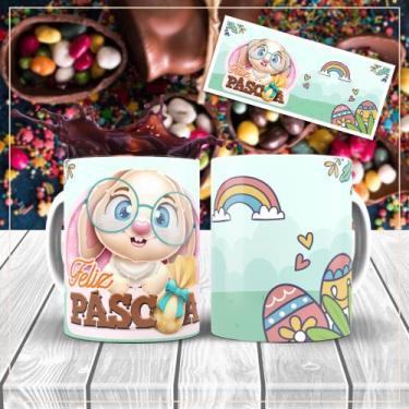 Imagem de Xícara Branca Porcelana Coelinho Coelho Páscoa + Caixinha - RYLLO, 01