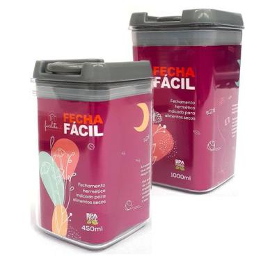 Imagem de Pote Hermético Acrílico Para Alimentos Kit 450ml E 1000ml - FACILITE.U