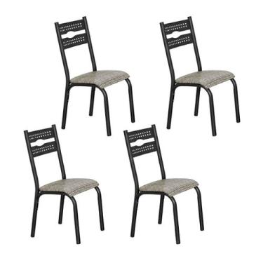 Imagem de Conjunto 4 cadeiras cozinha jantar ciplafe luna tubo craqueado preto a
