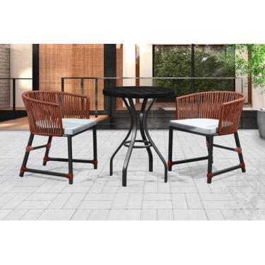 Imagem de Conjunto 2 Poltronas e Mesa Corda Náutica Alumínio Pintado Para Área E