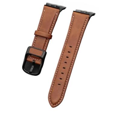 Imagem de Pulseira de couro para Apple Watch séries 4, 5, 6, SE, 7, 8, 9, 10 ultra/2 de 49 mm (marrom amarelo, 38 40 41 mm (S10 42 mm))