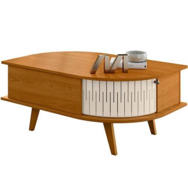Imagem de Mesa de Centro Índia 2 Portas 90x60 cm - Madetec, Cinamomo/Off White