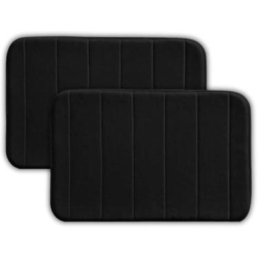 Imagem de Kit 2 Tapetes de Banheiro Antiderrapante Emborrachado Macio Super Soft Preto