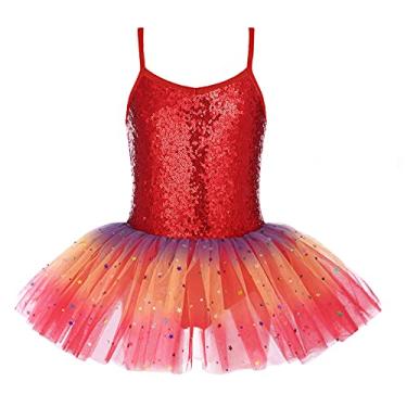 Imagem de Meninas pequenas Sequin Collant Brilhante Alça Ballet Leotards Tutu Vestido Bailarina Traje de Dança Traje para Crianças