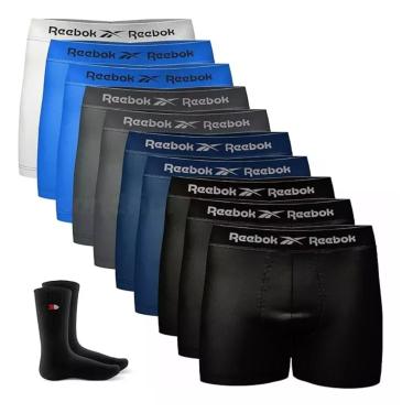 Imagem de Kit 10 Cuecas Boxer Microfibra Reebok Sem Costura + 2 Meias  masculino