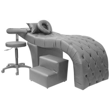 Imagem de Maca Estética Charme Para Cílios + Mocho + Escada Corino Preto