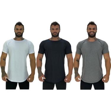 Imagem de Kit 3 Camiseta Longline MXD Conceito Slim Cores Básicas e Mescladas Li
