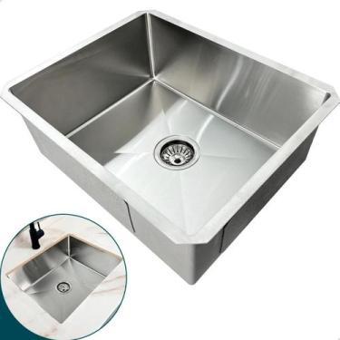 Imagem de Cuba Inox Gourmet 50x40 cm Quadrada De Embutir Bancada Pia Cozinha Aço