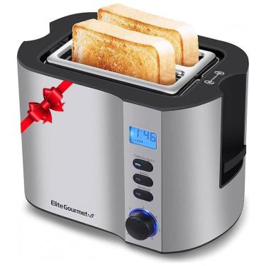Imagem de Torradeira Elétrica 2 Fatias com 6 Níveis de Tostagem em Aço Inoxidável, 110V 900W, Elite Gourmet ECT2145, Prata