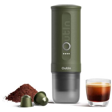 Imagem de Mini Máquina de Café Expresso Portátil 80mL, 12V, Outin, Verde