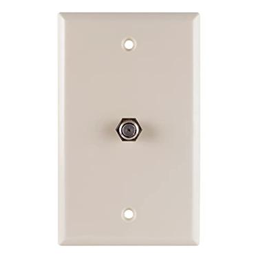 Imagem de UltraPro Placa de parede de cabo coaxial de TV de 1 porta, amêndoa claro, 1 pacote, conector tipo F de gangue único, na parede, 52187