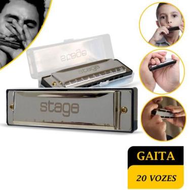 Imagem de Gaita De Boca Gaita Diatônica Stage SH20 Cromada 20 Vozes (c) Dó