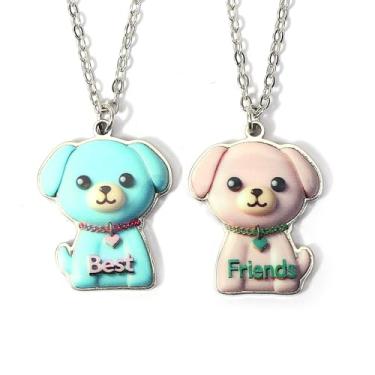 Imagem de MANZHEN 1 par de colares de melhores amigos, design fofo, presente de dia dos namorados, filhote, fantasma, sol e lua, design de 5, 45 cm, aço inoxidável, sem pedra preciosa, 18 Inches, Aço